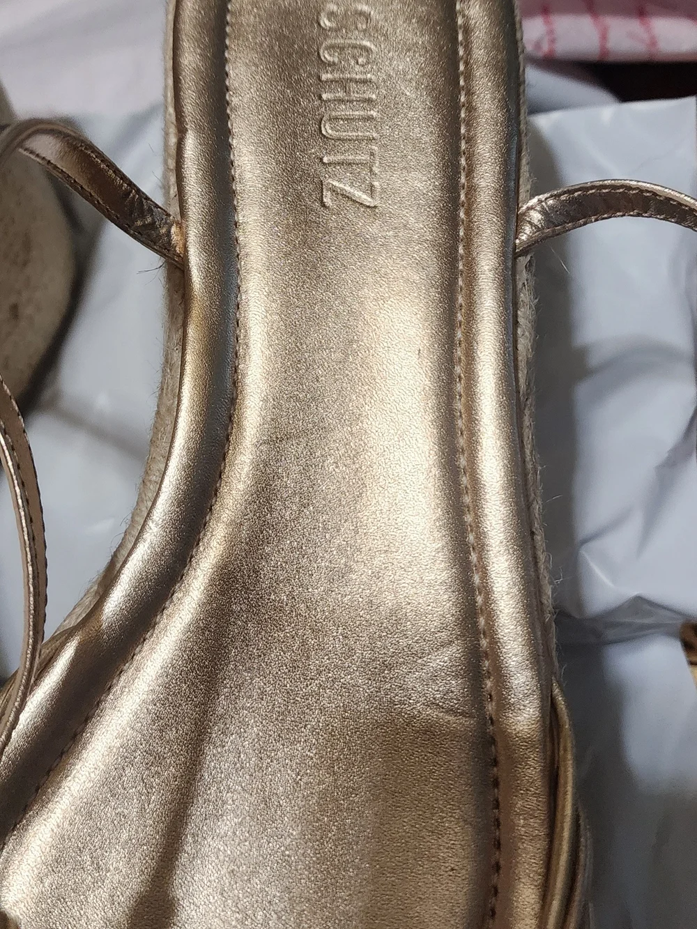Schutz Gold Wedge Espadrille Sandals - Metallic Gold Sz 9.5 New